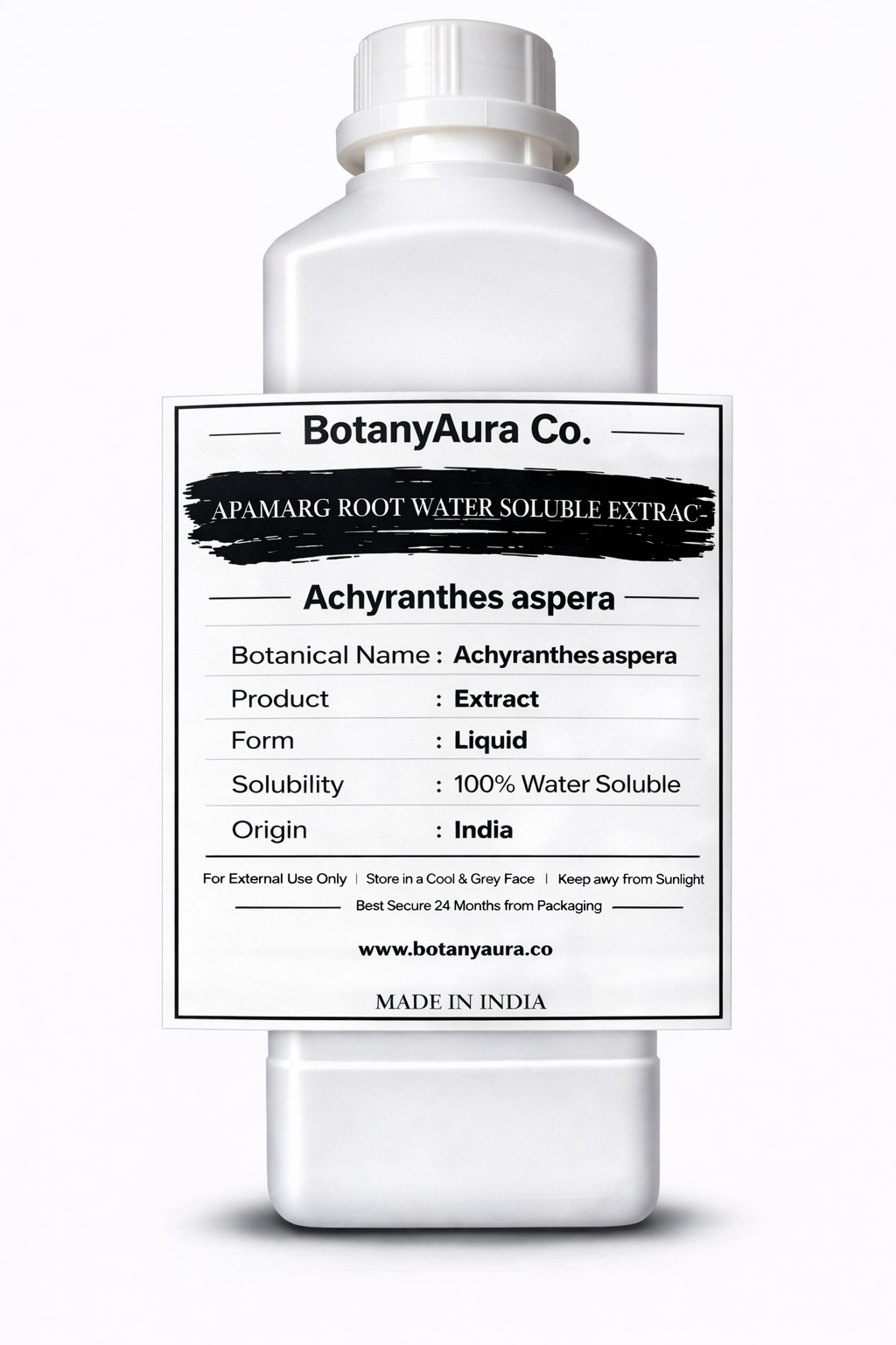 Apamarg Root Water Soluble Extract by BotanyAura Co. in white bottle