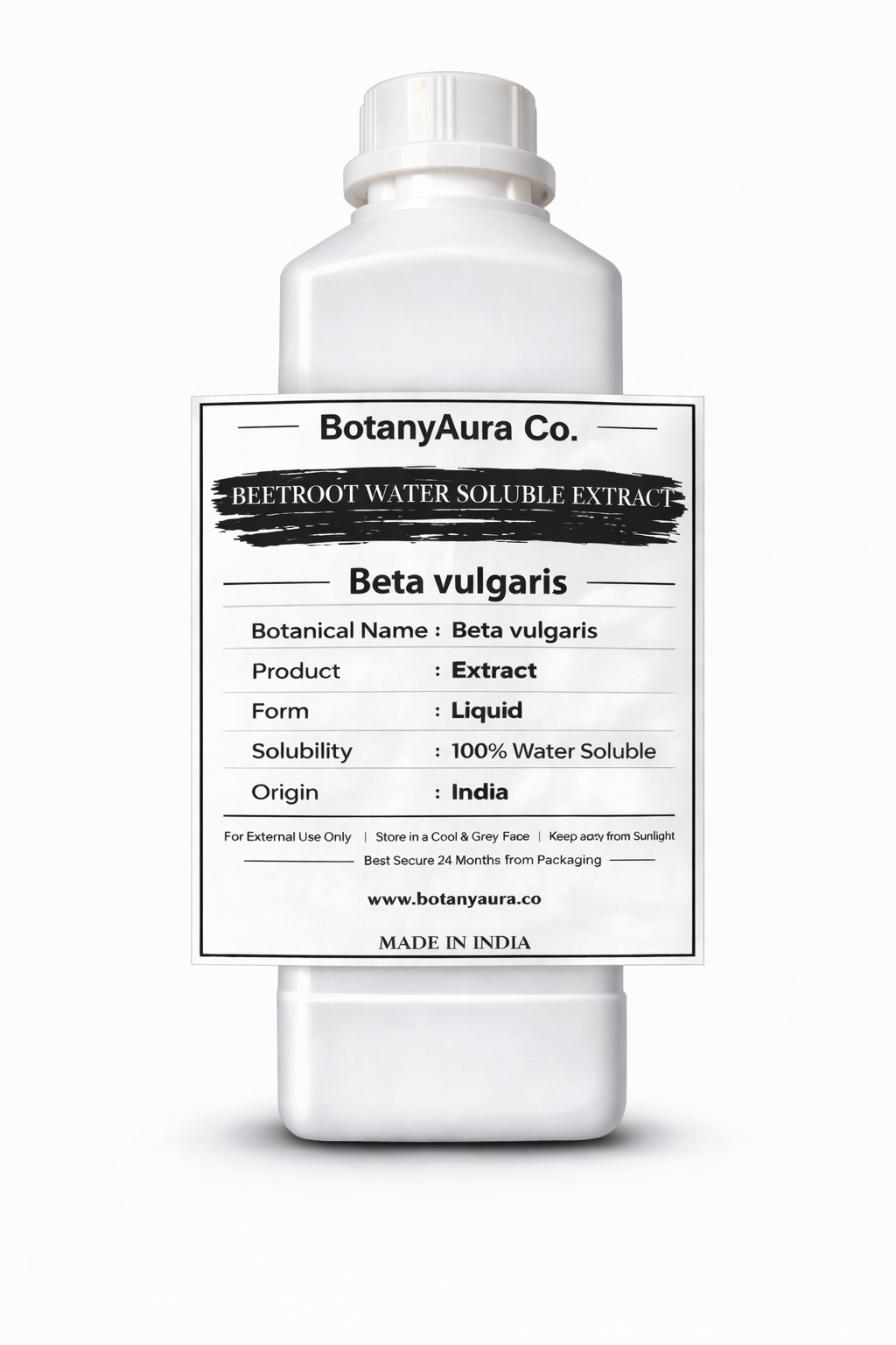 Beetroot Water Soluble Extract by BotanyAura Co. in white bottle