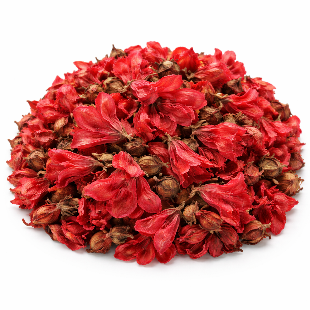 Dried Buransh Flower Whole natural Rhododendron arboreum flowers on white background