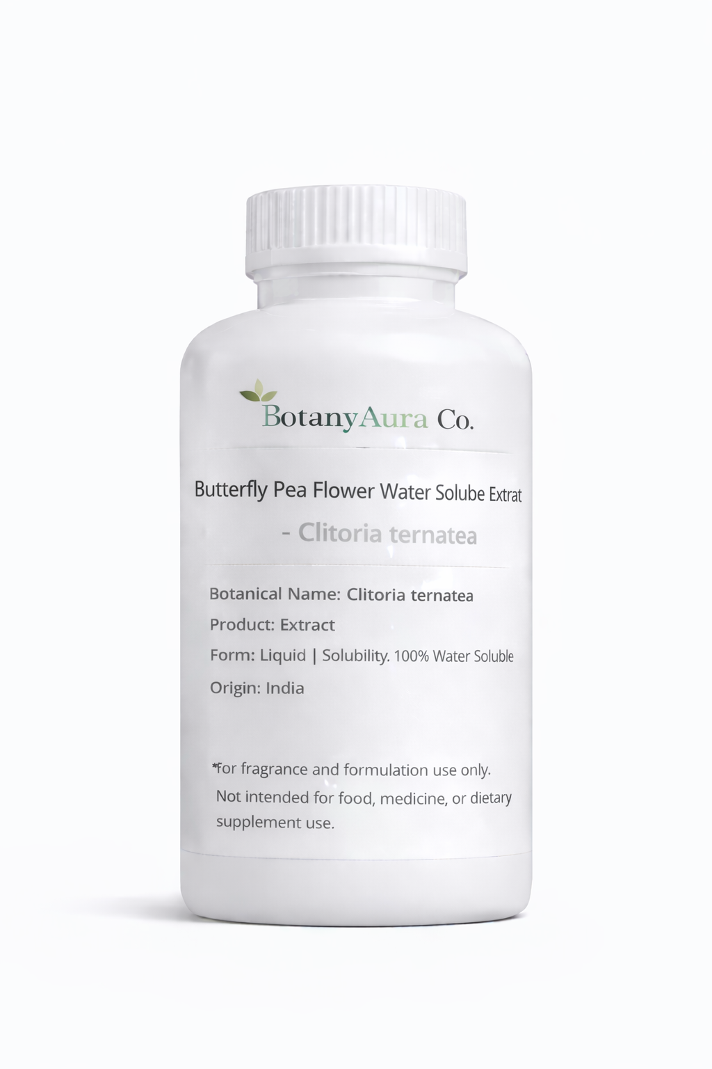Butterfly Pea Flower Water Soluble Extract by BotanyAura Co. in white bottle