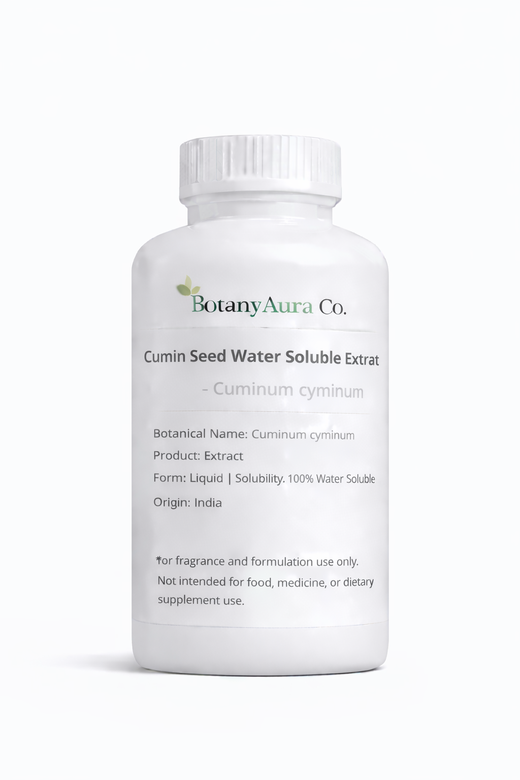 Cumin Seed Water Soluble Extract by BotanyAura Co. in white bottle