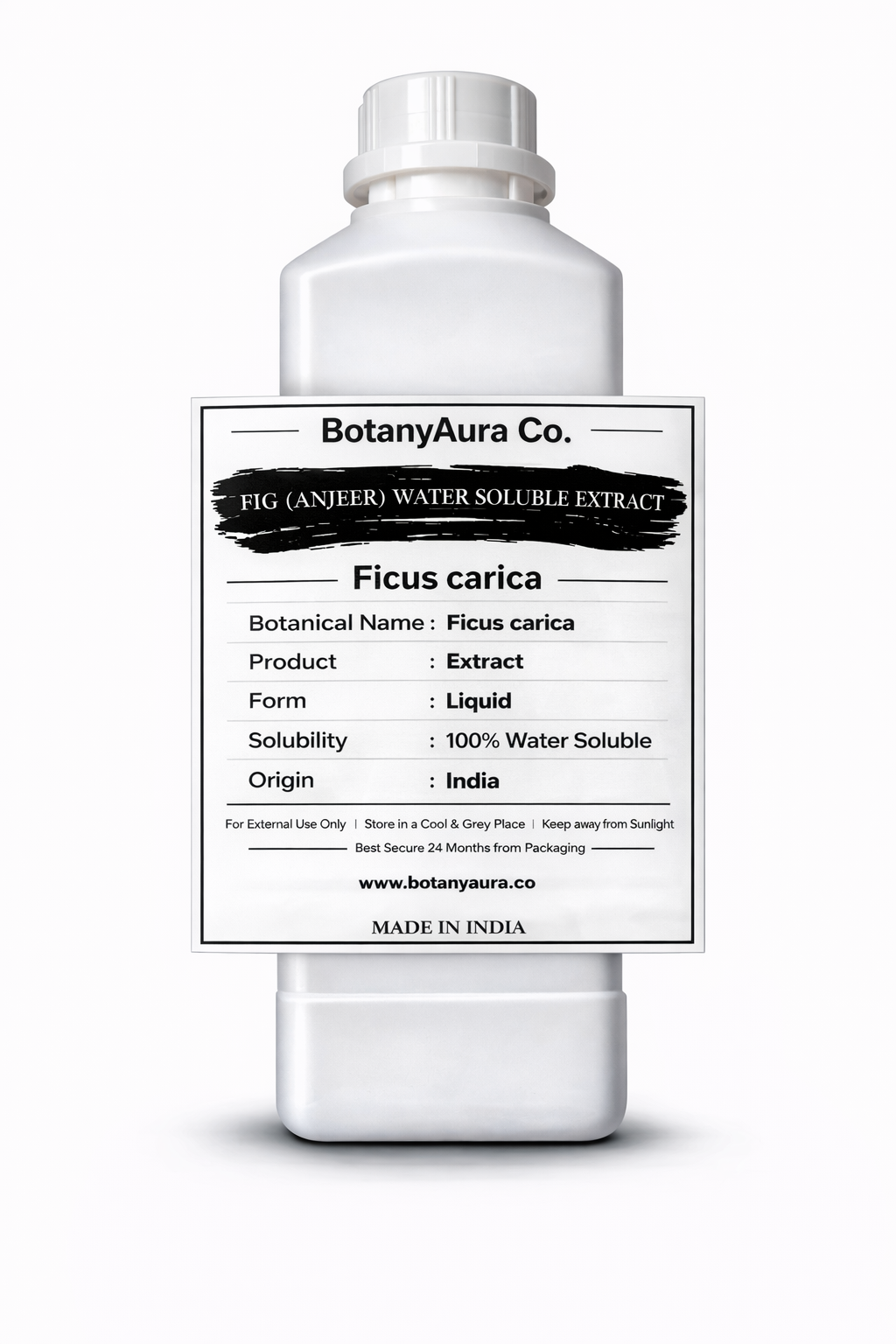 Fig (Anjeer) Water Soluble Extract by BotanyAura Co. in white bottle