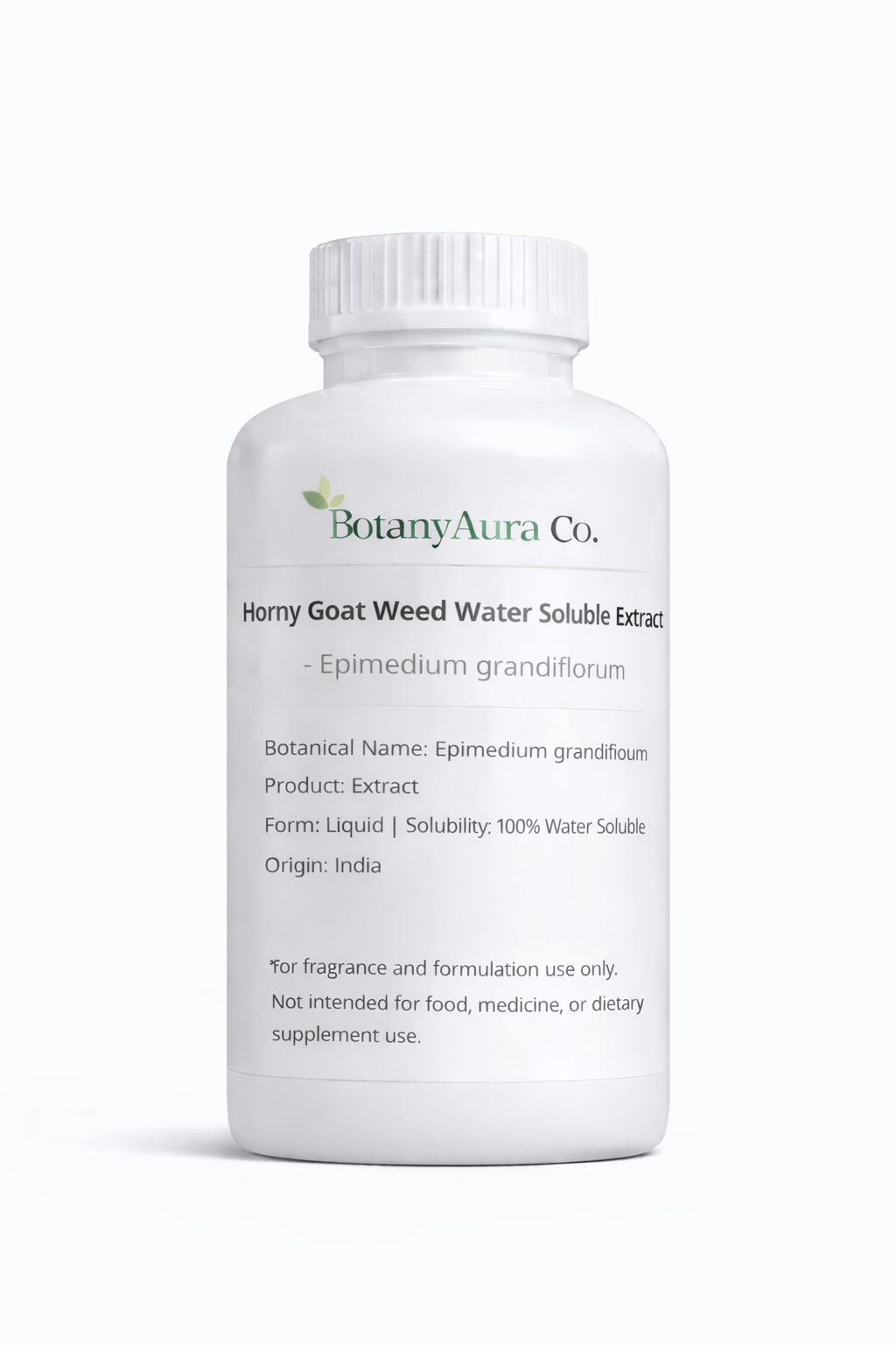 Horny Goat Weed Water Soluble Extract by BotanyAura Co. in white bottle