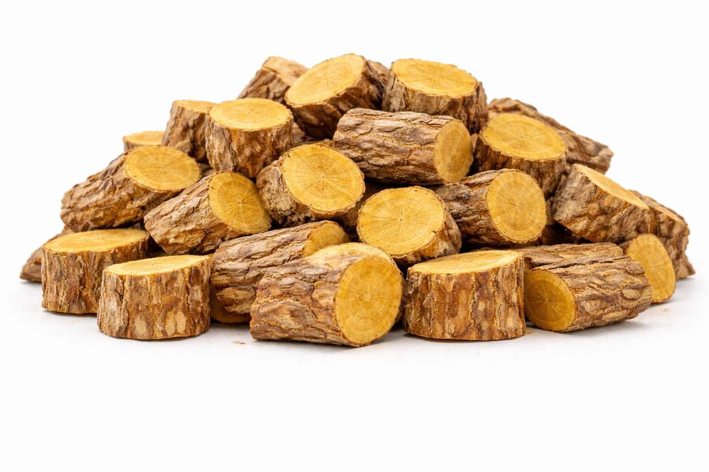 Padmaka whole dried yellow herbal wood pieces of Prunus cerasoides