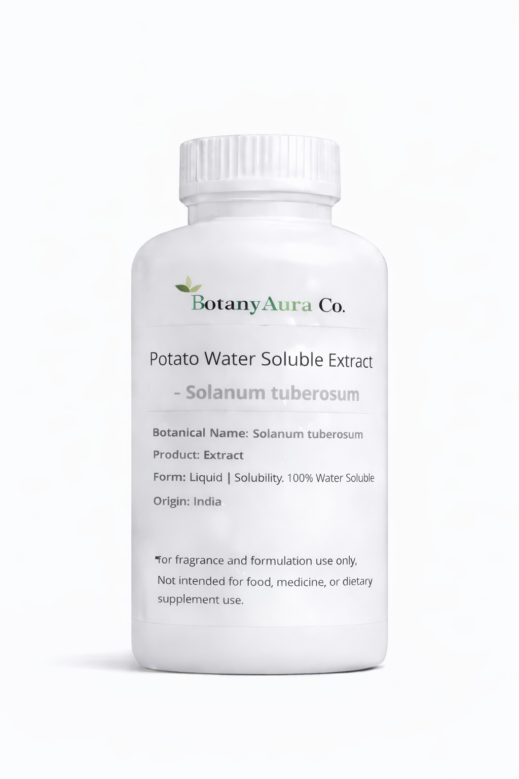 Potato Water Soluble Extract by BotanyAura Co. in white bottle