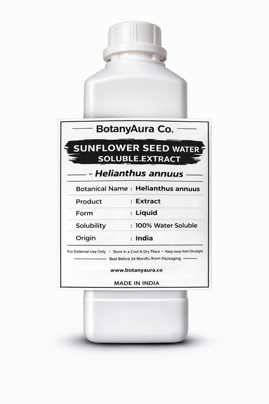 Sunflower Seed Water Soluble Extract by BotanyAura Co. in white bottle