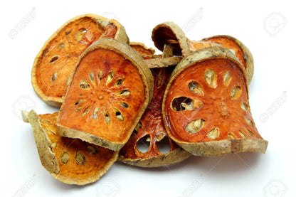 Aegle marmelos dried bael fruit close view
