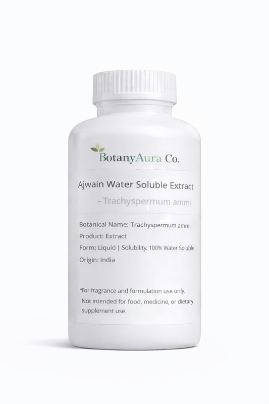 Ajwain Water Soluble Extract by BotanyAura Co. in white bottle