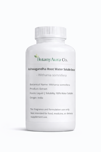 Ashwagandha Root Water Soluble Extract by BotanyAura Co. in white bottle