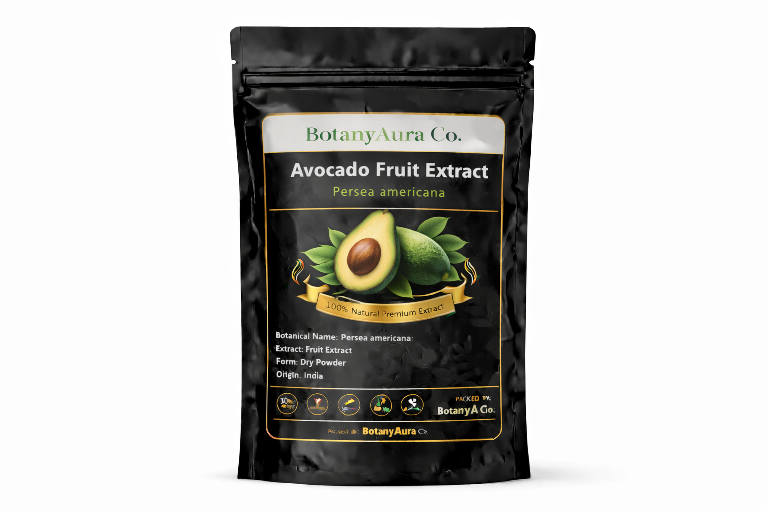 Avocado Fruit Extract dry powder made from Persea americana packed by BotanyAura Co