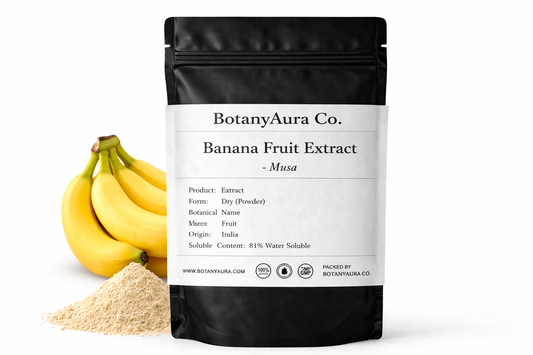 Banana Fruit Extract Powder Musa in black pouch BotanyAura Co