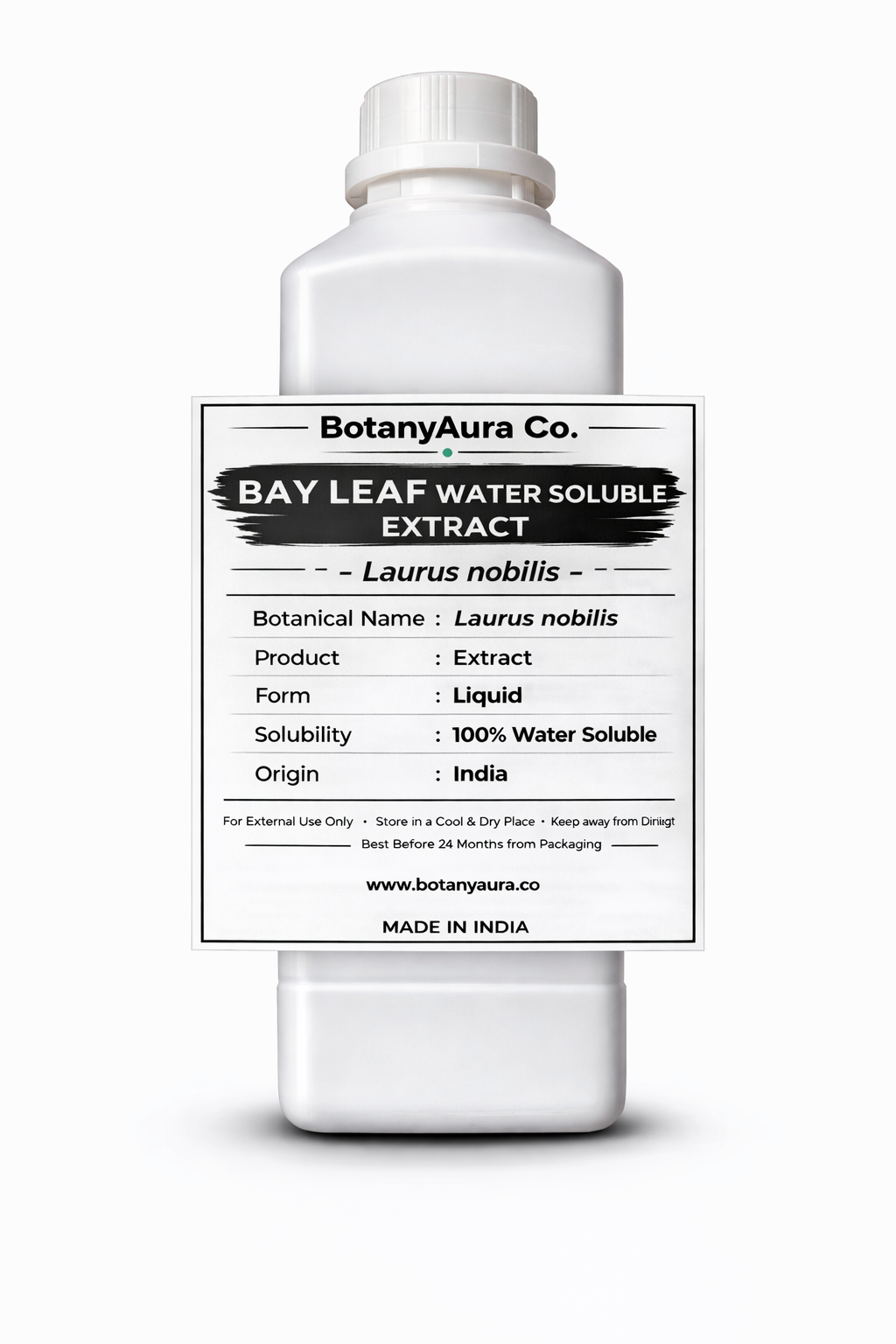 Bay Leaf Water Soluble Extract by BotanyAura Co. in white bottle