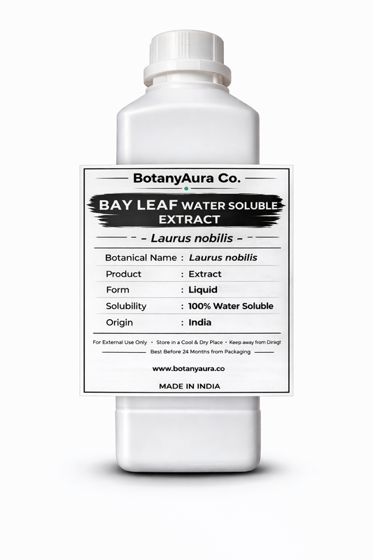 Bay Leaf Water Soluble Extract by BotanyAura Co. in white bottle