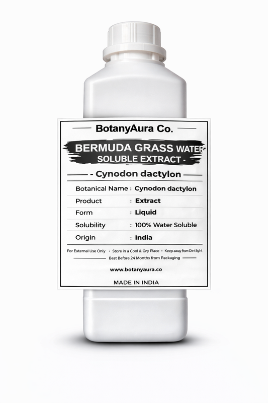 Bermuda Grass Water Soluble Extract by BotanyAura Co. in white bottle