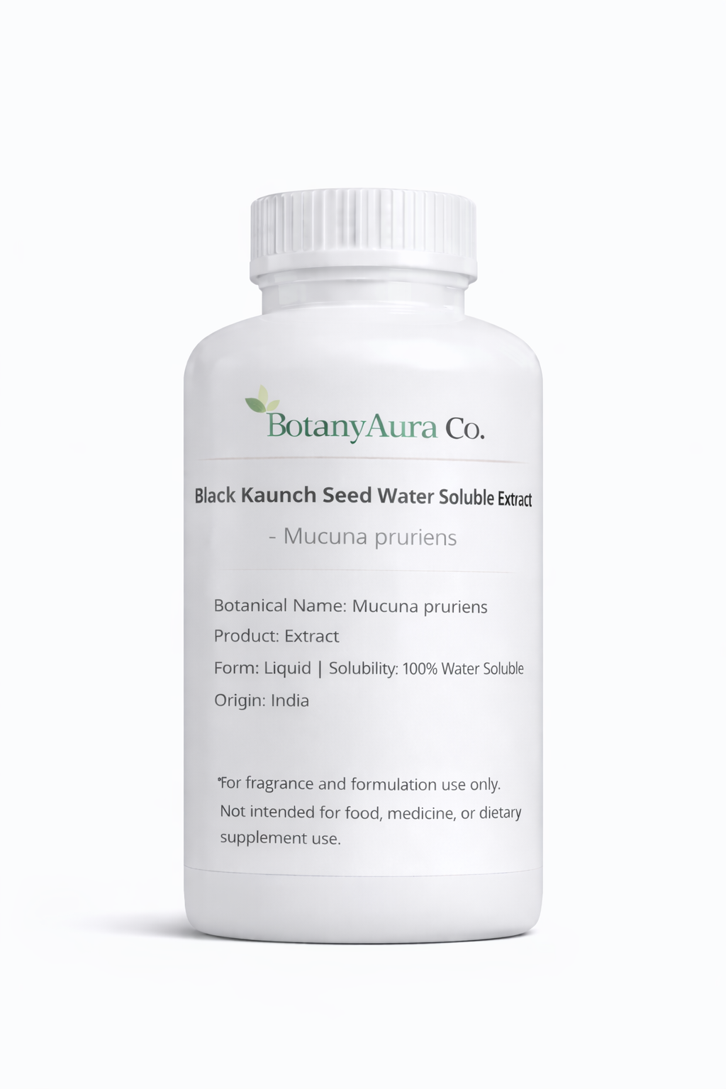 Black Kaunch Seed Water Soluble Extract by BotanyAura Co. in white bottle