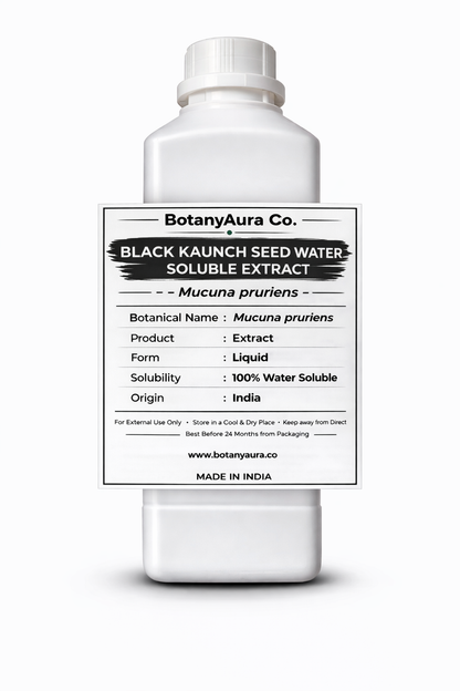 Black Kaunch Seed Water Soluble Extract by BotanyAura Co. in white bottle