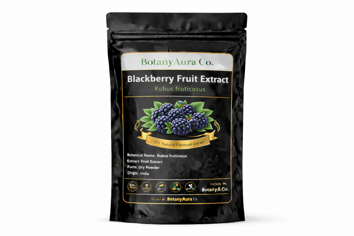 Blackberry Fruit Extract dry powder made from Rubus fruticosus packed by BotanyAura Co