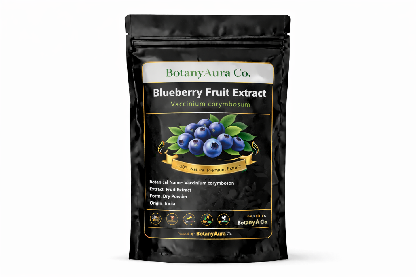 Blueberry Fruit Extract dry powder made from Vaccinium corymbosum packed by BotanyAura Co