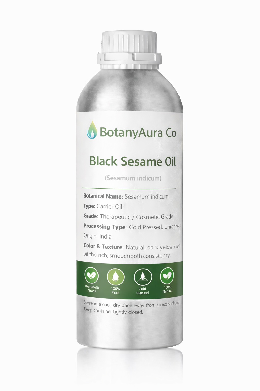 BotanyAura Co Black Sesame Oil Cold Pressed Carrier Oil