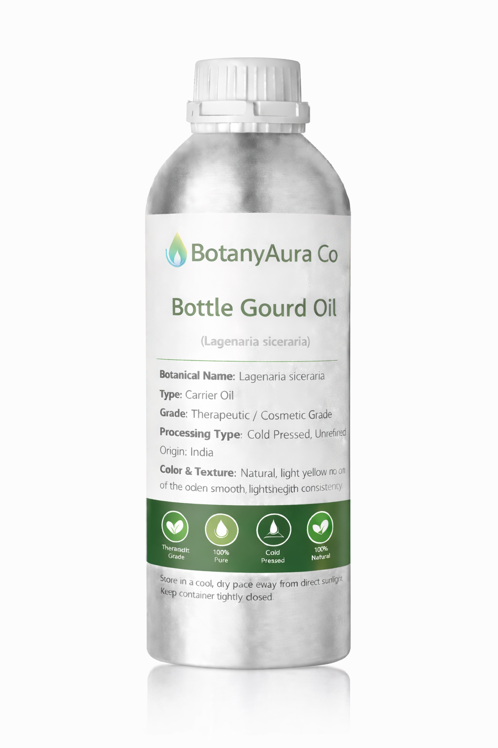 BotanyAura Co Bottle Gourd Oil Cold Pressed Carrier Oil