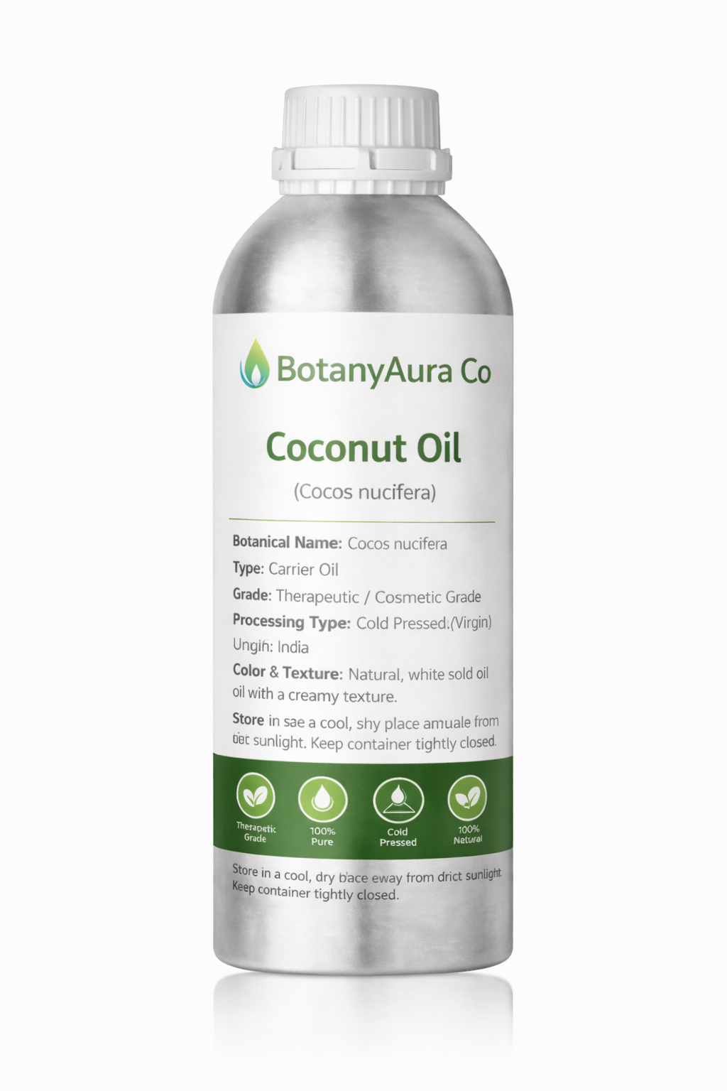 Coconut Oil (Virgin Coconut Oil) – Cocos nucifera – BotanyAura Co.