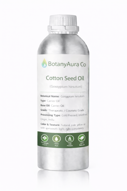 BotanyAura Co Cotton Seed Oil Cold Pressed Carrier Oil