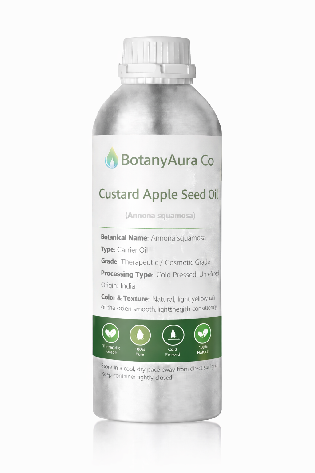 BotanyAura Co Custard Apple Seed Oil Cold Pressed Carrier Oil
