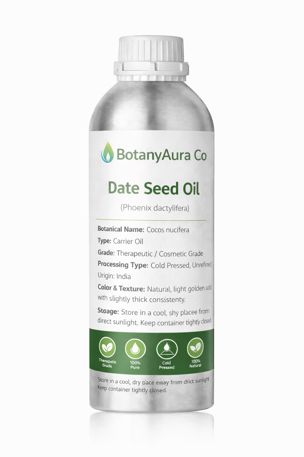 BotanyAura Co Date Seed Oil Cold Pressed Carrier Oil