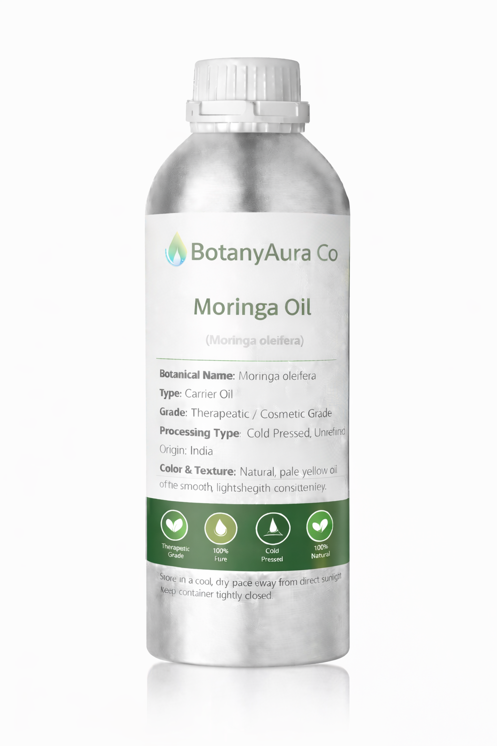 BotanyAura Co Moringa Oil Cold Pressed Carrier Oil