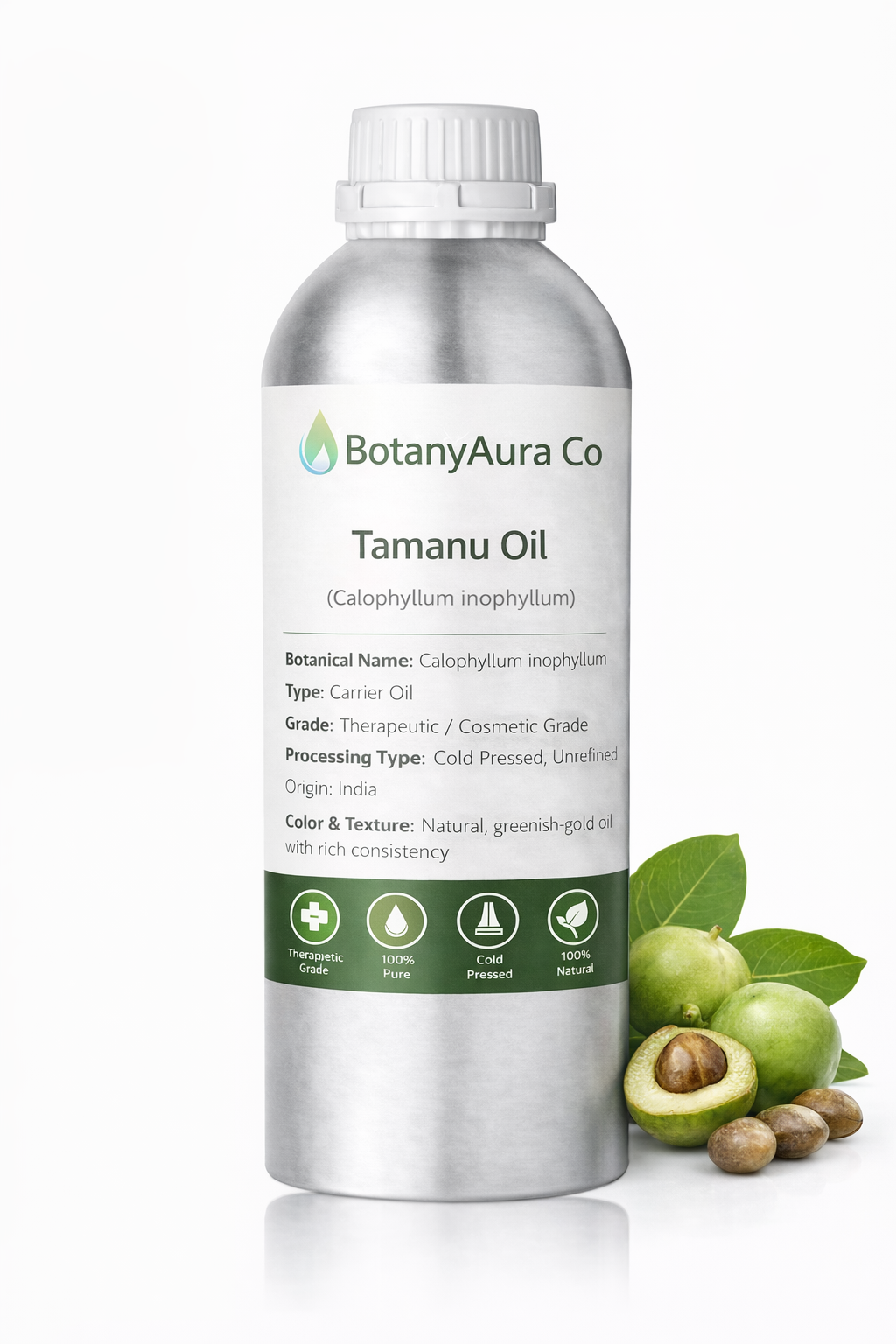 BotanyAura Co Tamanu Oil Cold Pressed Carrier Oil