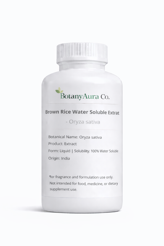 Brown Rice Water Soluble Extract by BotanyAura Co. in white bottle