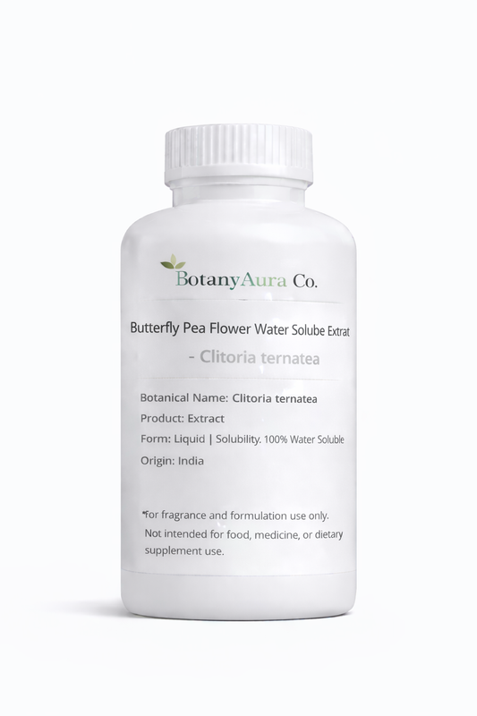 Butterfly Pea Flower Water Soluble Extract by BotanyAura Co. in white bottle