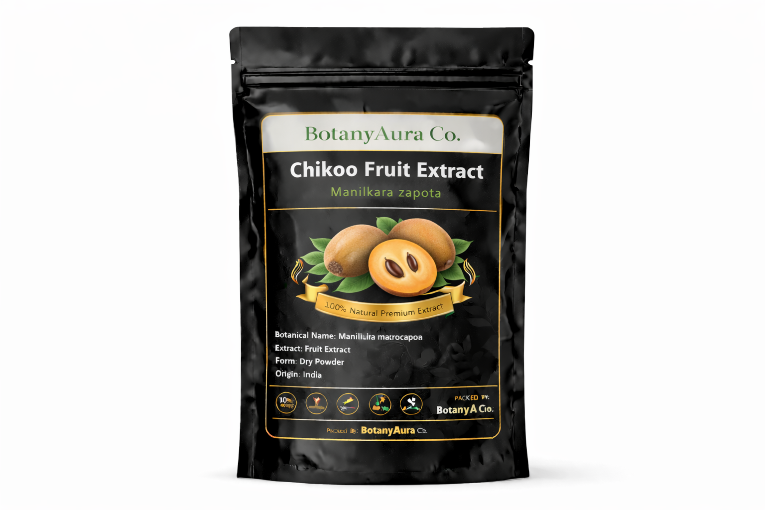 Chikoo Fruit Extract dry powder made from Manilkara zapota packed by BotanyAura Co