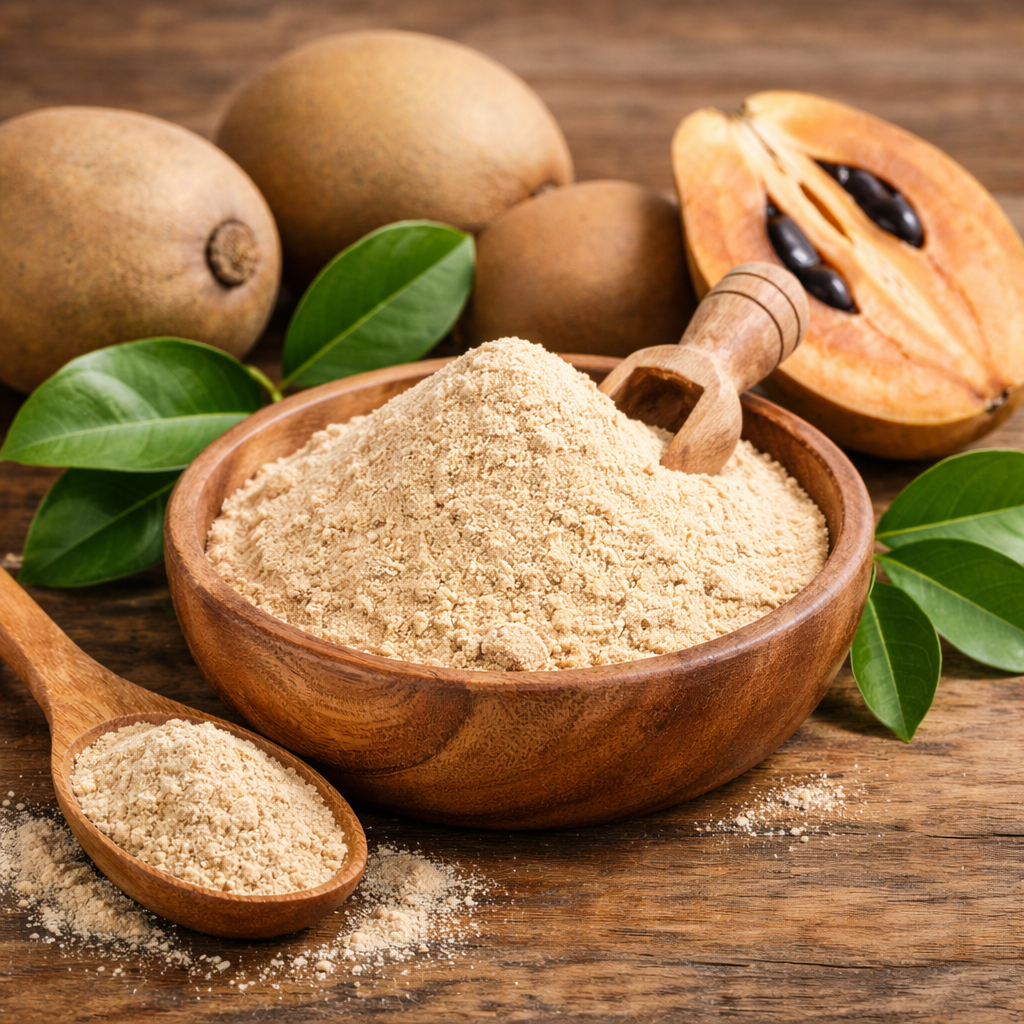 Pure and natural sapodilla fruit powder without additives