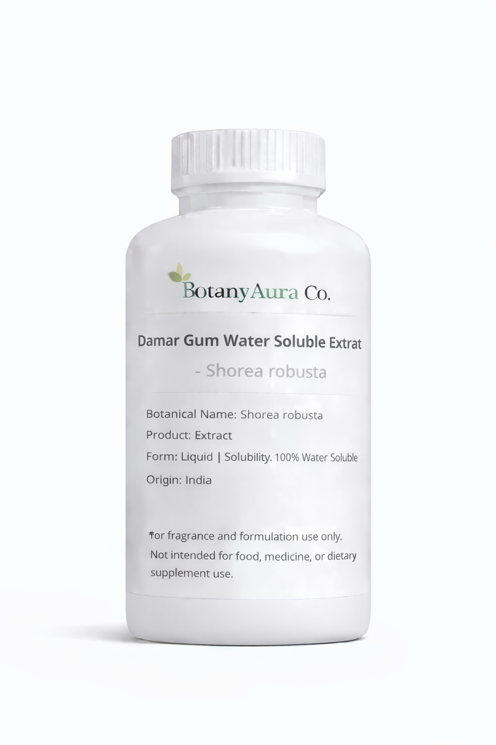 Damar Gum Water Soluble Extract by BotanyAura Co. in white bottle
