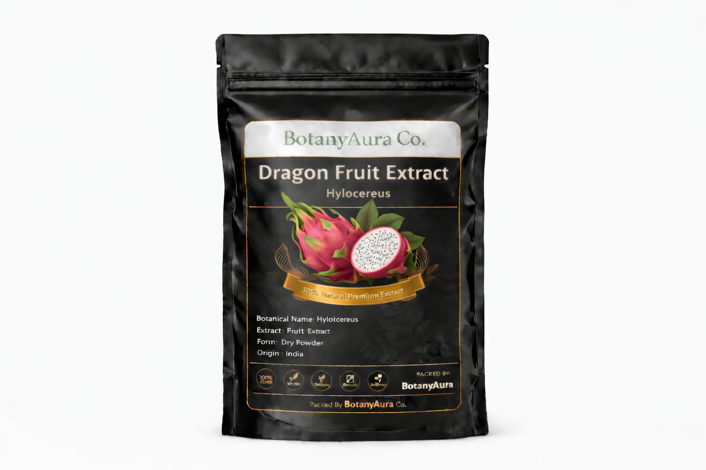 Dragon Fruit Extract dry powder made from Hylocereus fruit packed by BotanyAura Co