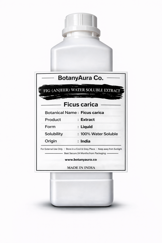 Fig (Anjeer) Water Soluble Extract by BotanyAura Co. in white bottle