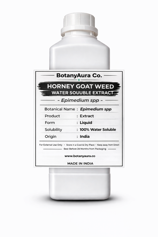 Horny Goat Weed Water Soluble Extract by BotanyAura Co. in white bottle