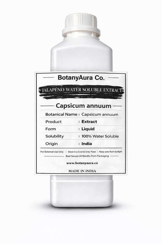 Jalapeño Water Soluble Extract by BotanyAura Co. in white bottle