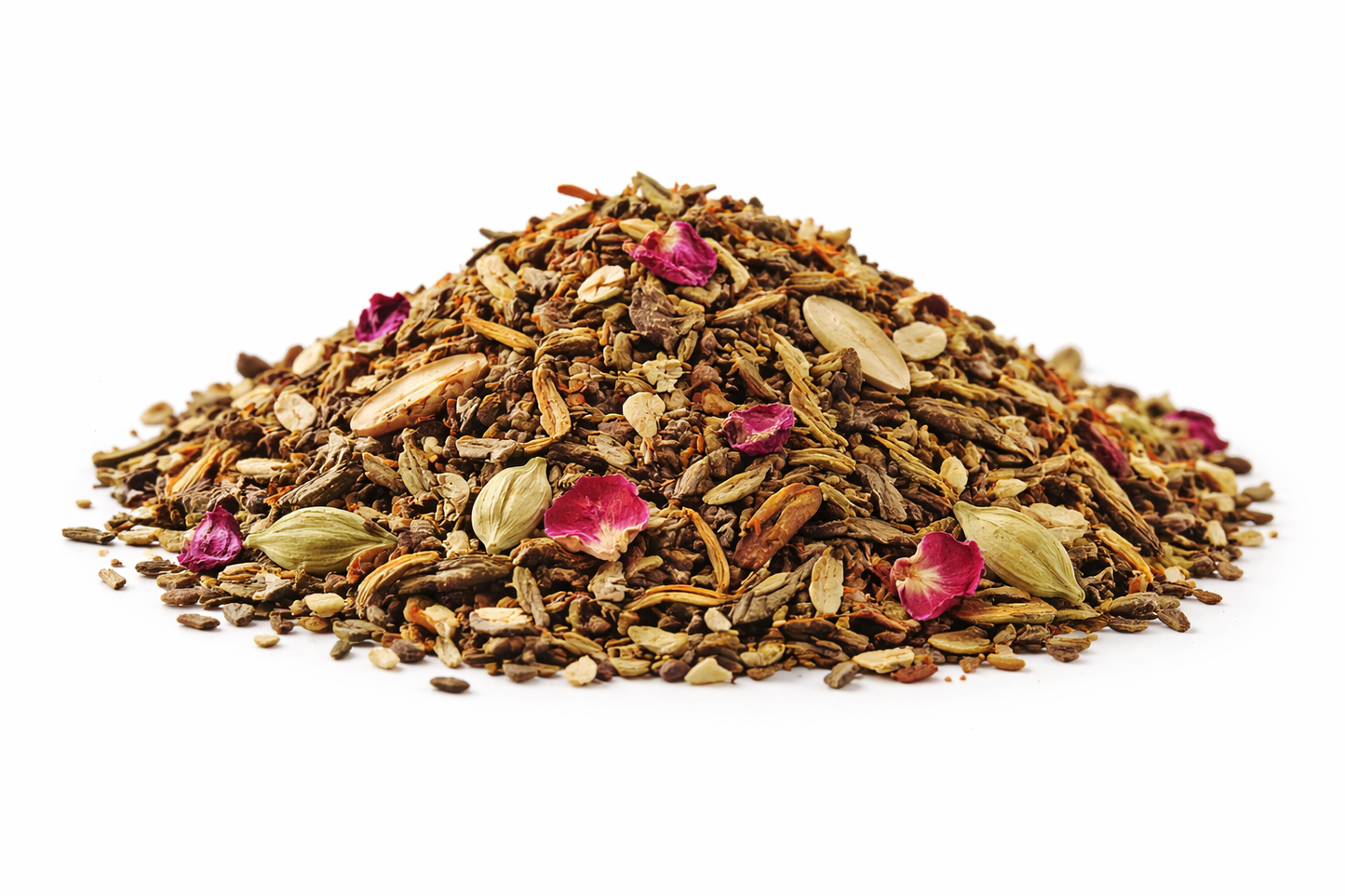 Kashmiri Kahwa Tea loose dried blend with green tea leaves spices saffron and rose petals