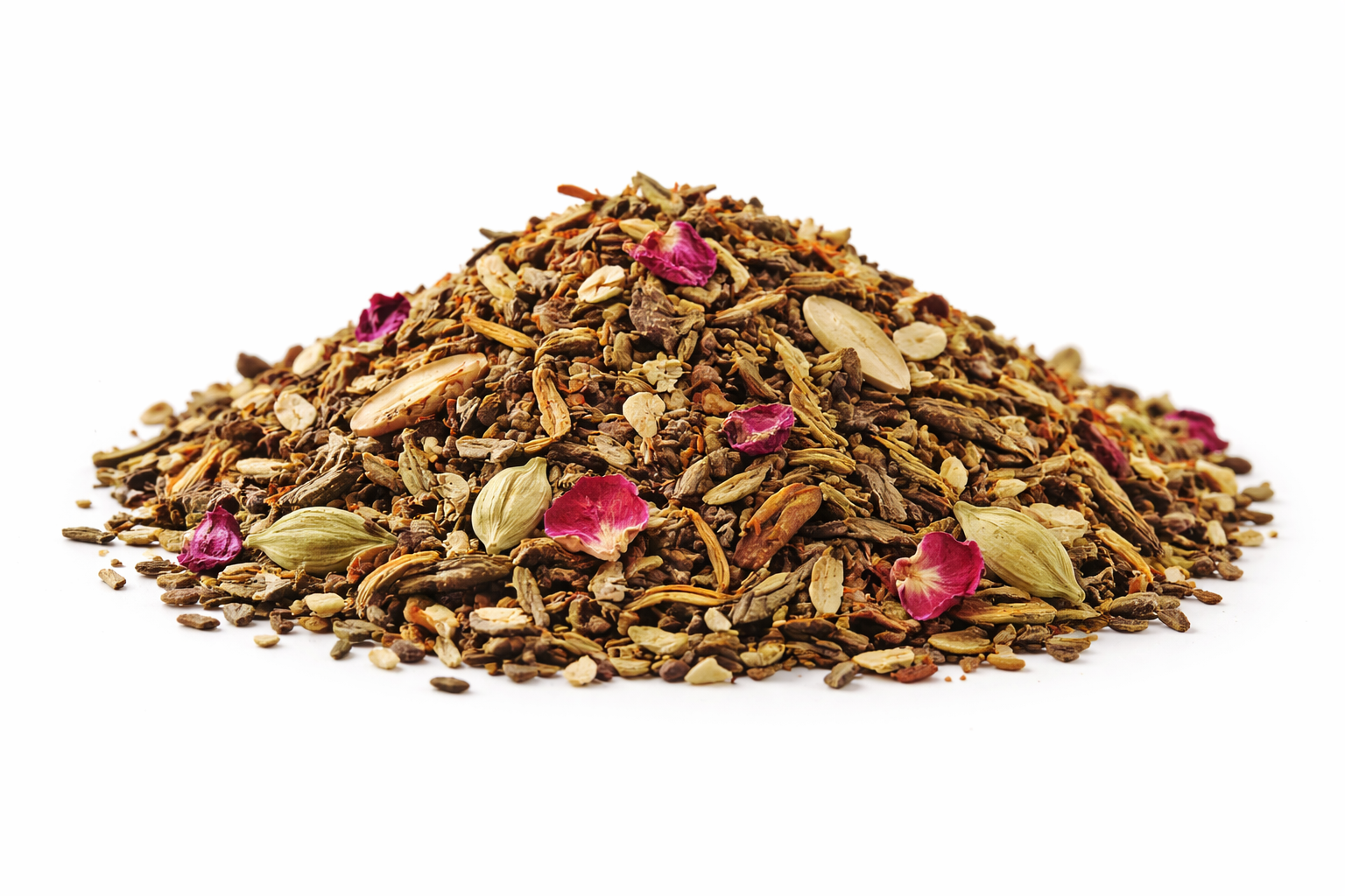 Kashmiri Kahwa Tea loose dried blend with green tea leaves spices saffron and rose petals