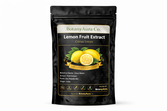 Lemon Fruit Extract dry powder made from Citrus limon packed by BotanyAura Co.