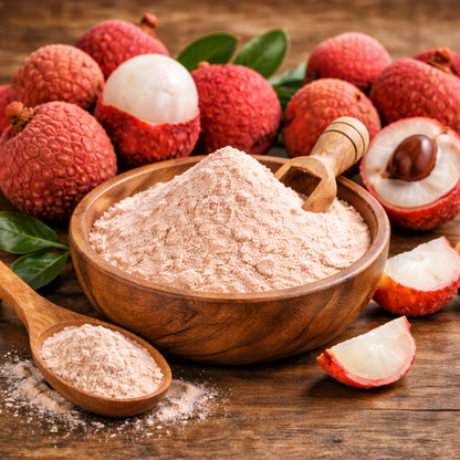 100% natural Litchi Fruit Powder made from ripe lychee fruit