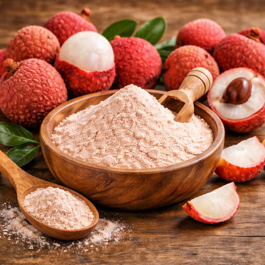 100% natural Litchi Fruit Powder made from ripe lychee fruit