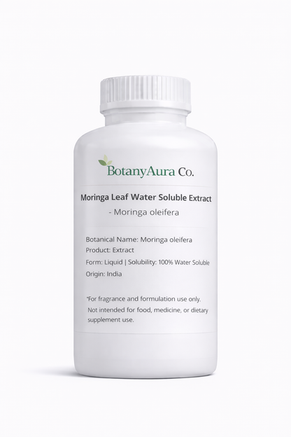 Moringa Leaf Water Soluble Extract by BotanyAura Co. in white bottle