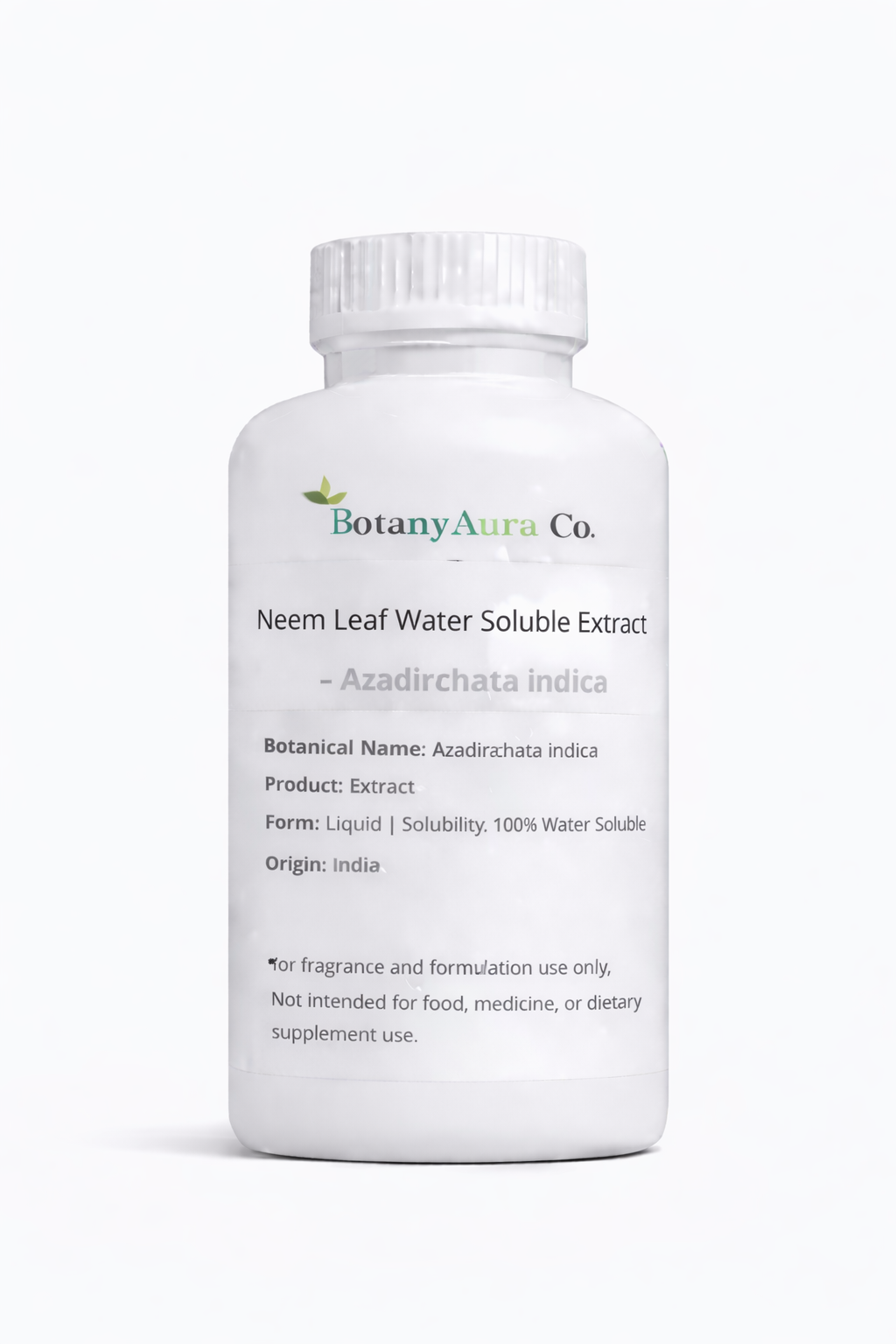 Neem Leaf Water Soluble Extract by BotanyAura Co. in white bottle