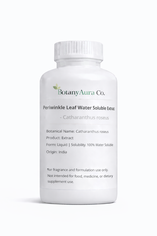Periwinkle Leaf Water Soluble Extract by BotanyAura Co. in white bottle