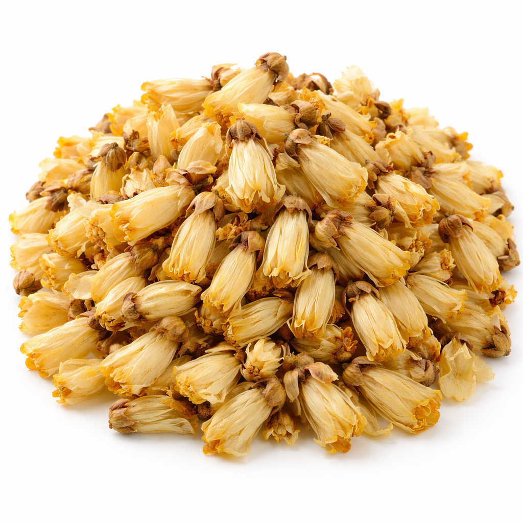 Dried Phool Mahua Whole natural Madhuca longifolia flowers on white background