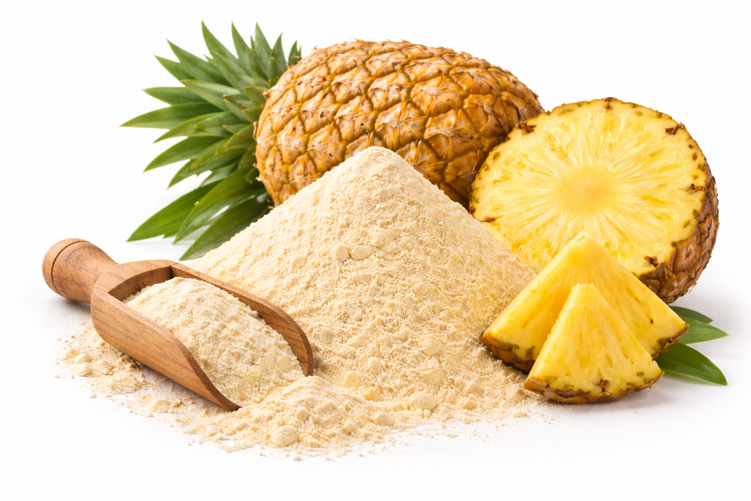 Pure pineapple powder made from dried Ananas comosus fruit