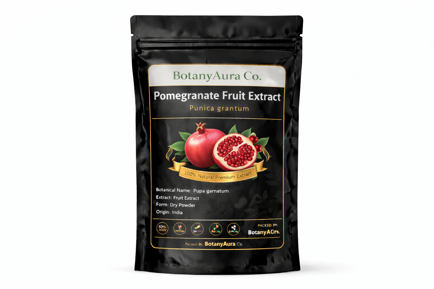 Pomegranate Fruit Extract dry powder made from Punica granatum packed by BotanyAura Co